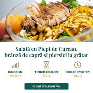 Salată cu Piept de Curcan, brânză de capră și piersici la grătar-01