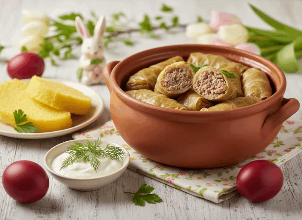 Descoperă rețete românești de Paște reinterpretate cu carne de curcan: drob cu verdeață, sarmale din mix piept și pulpă, ciorbă de perișoare și salată boeuf cu piept de curcan. Tradiție, gust și un meniu mai ușor pentru toată familia.
