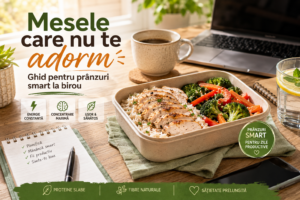 Te simți obosit după masa de prânz la birou? Descoperă ghidul Peneș Curcanul pentru prânzuri smart, idei de meal prep de vară și 5 propuneri de lunchbox care îți mențin energia la cote maxime!