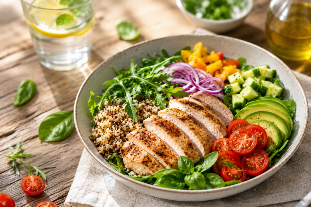 Salată mediteraneană cu piept de curcan la grill (Healthy Lunch)
